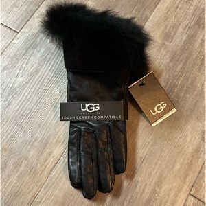 UGG Black Leather Gloves